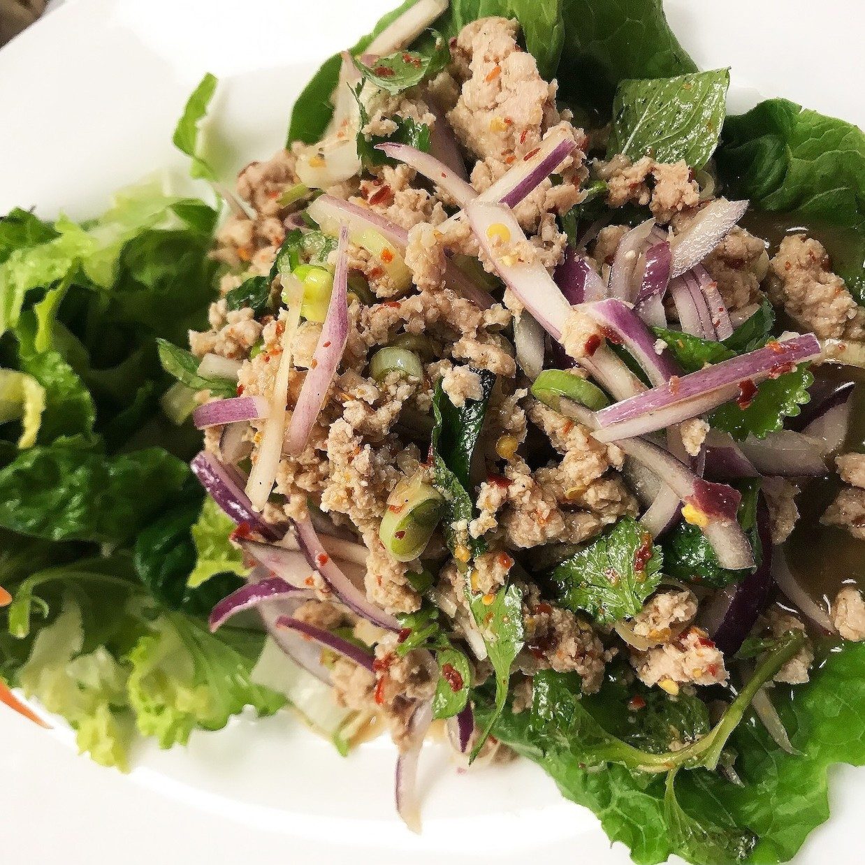 Larb Salad Ground Chicken or Tofu.